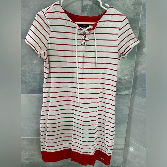 Tommy Hilfiger Red/White Striped Nautical Polo Dress - Picture 3 of 3